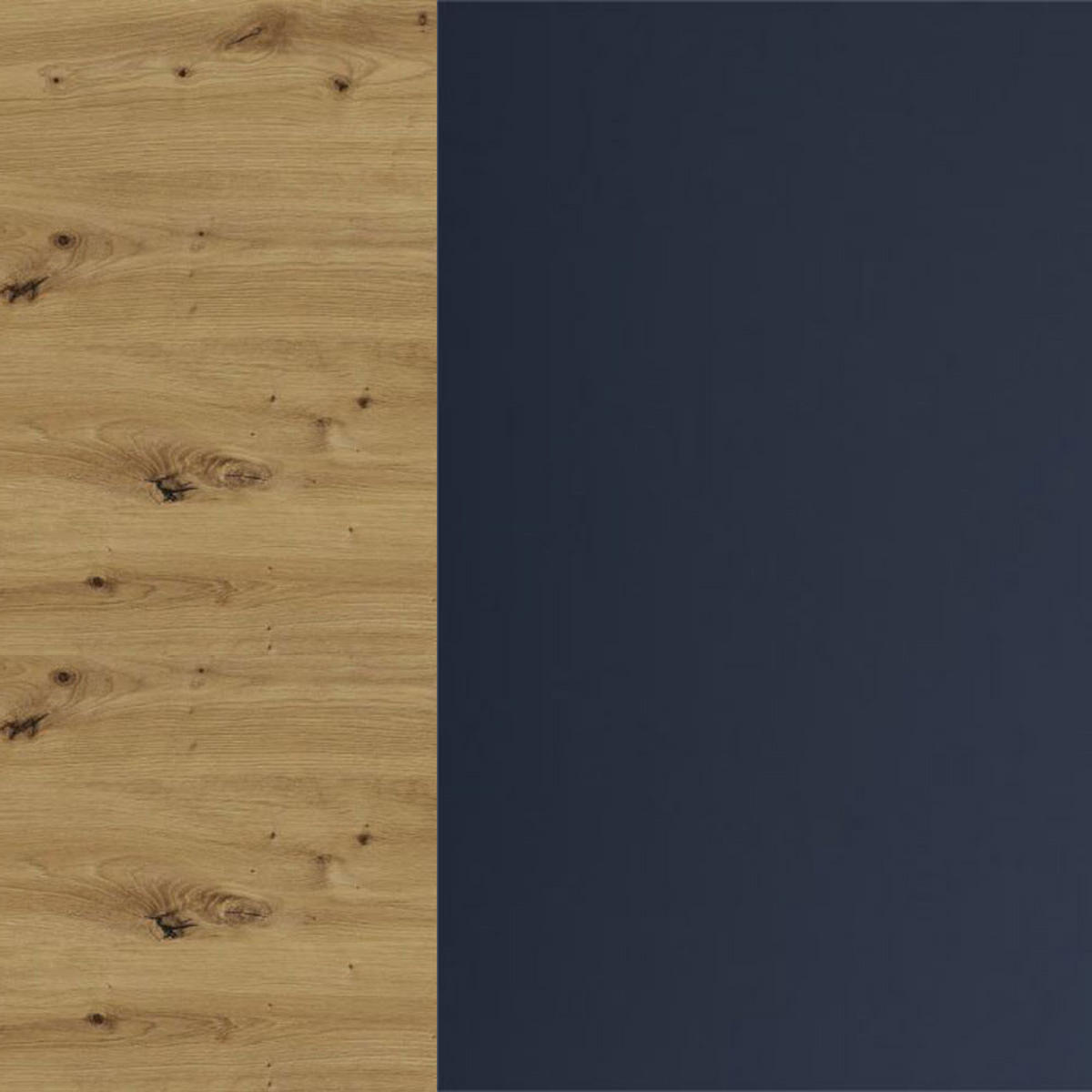 KÜCHENLEERBLOCK Bonn eiche artisan matt / marineblau matt 16-teilig - Blau/Braun, Holzwerkstoff/Metall (300/207/59cm) - Feldmann-Wohnen