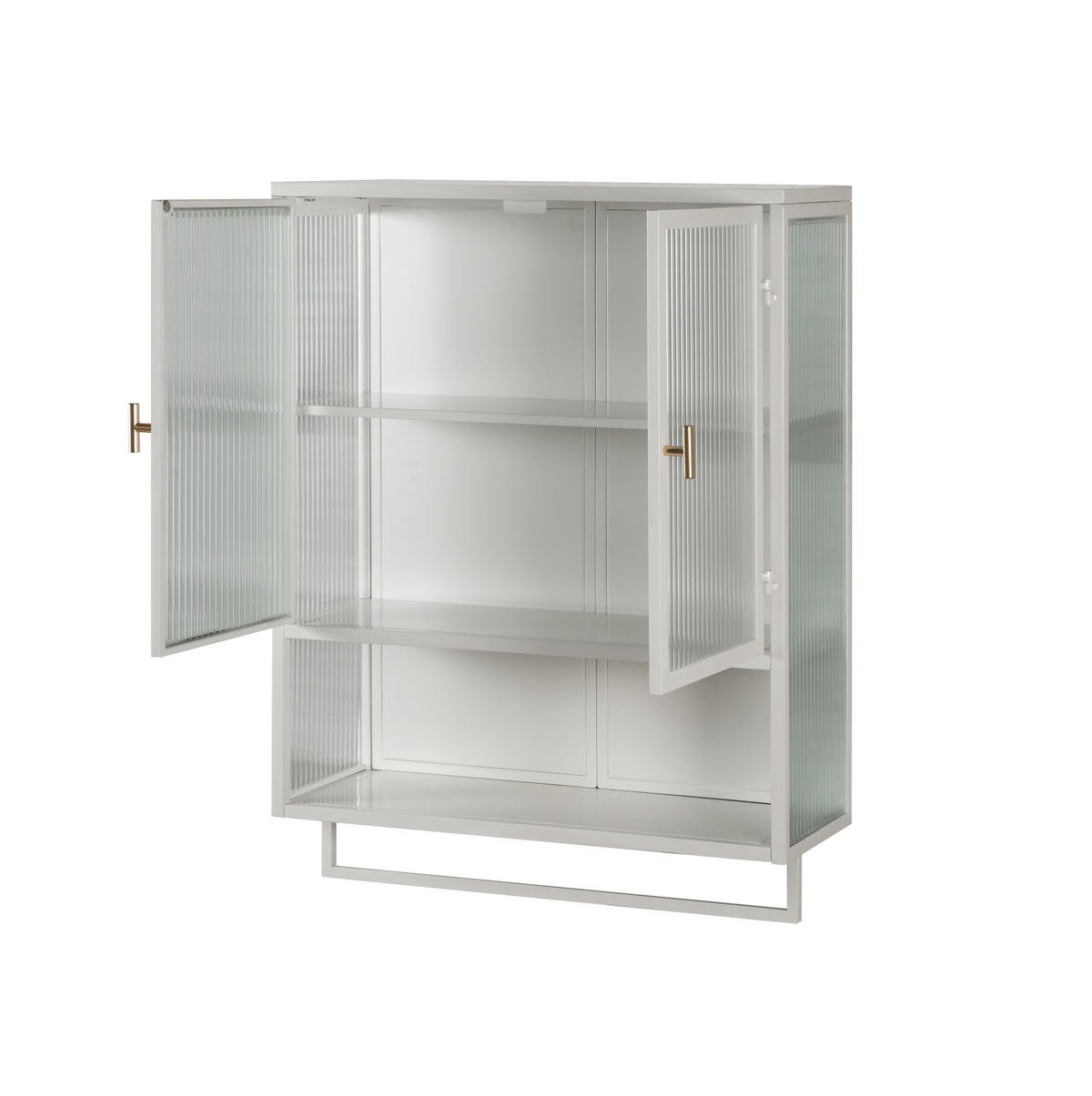 KÜCHENOBERSCHRANK 60/23/78 cm mit Glasfront, 2 Türen und offener Ablage - Weiß, Glas (60/78/23cm) - BEAOK
