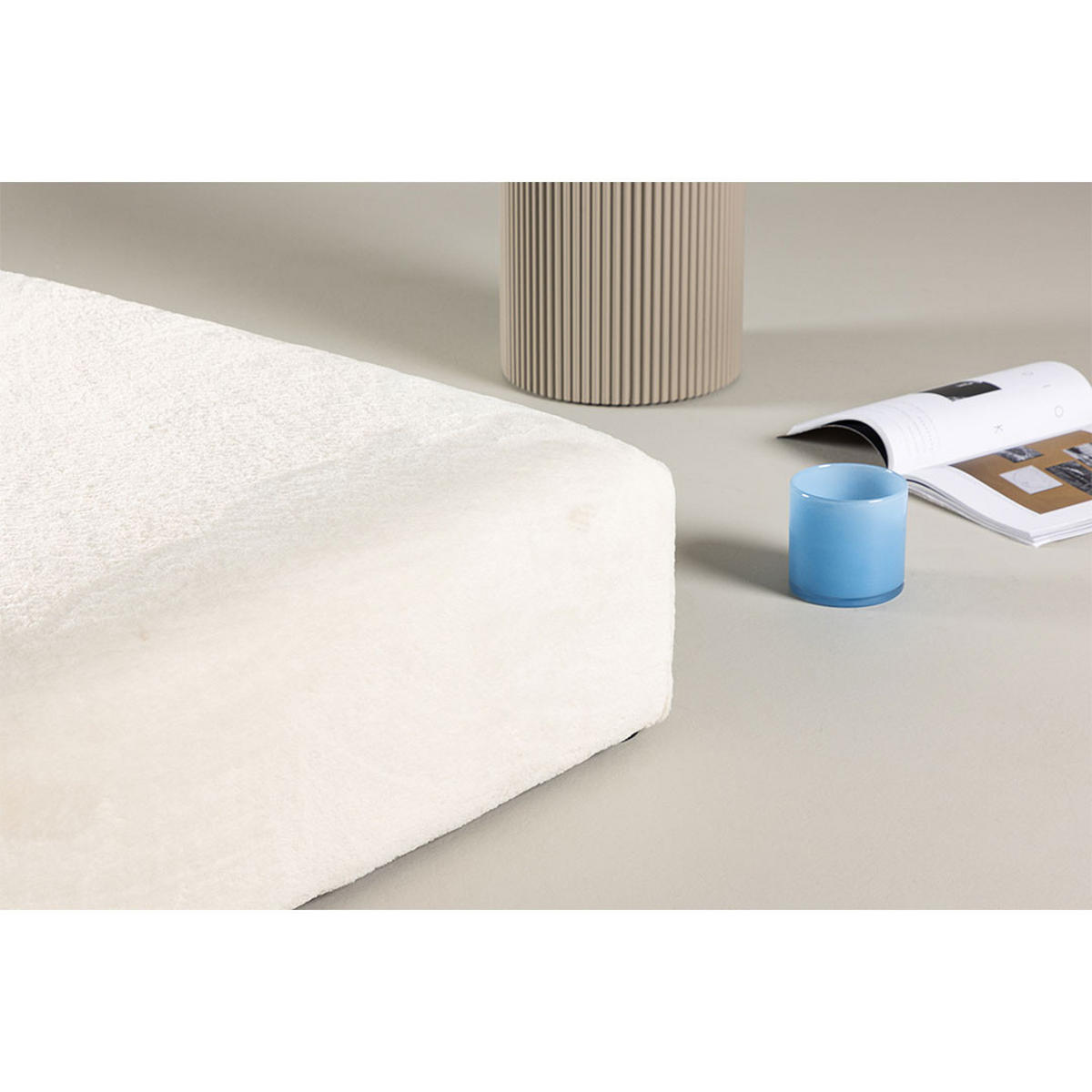 POUF, Davie, Beige, Stoff, 100 x 100 x 30 cm - Beige, Textil (100/30/100cm) - ebuy24