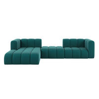 ECKSOFA L-Form Grand L 319 cm, Veloursstoff Salvador, Azurblau, Links - Blau, Holz (319/179cm) - Kaiser Möbel