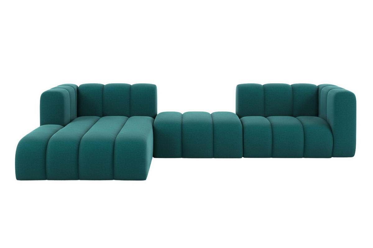 ECKSOFA L-Form Grand L 319 cm, Veloursstoff Salvador, Azurblau, Links - Blau, Holz (319/179cm) - Kaiser Möbel