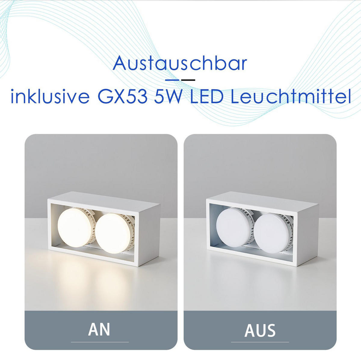 LED Deckenstrahler 2 Flammig Aufputz LED Deckenspots - Aufbaustrahler Weiß GX53 20/10/8cm - Weiß, Metall (20/10/8cm) - ZMH
