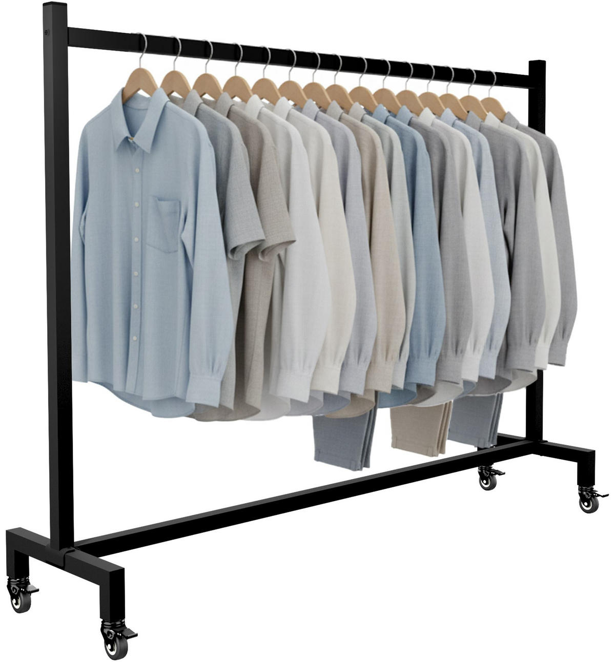 KLEIDERSTÄNDER 150x38x120-schwarz-Edelstahl - Schwarz, Metall (150/120/38cm) - CLP