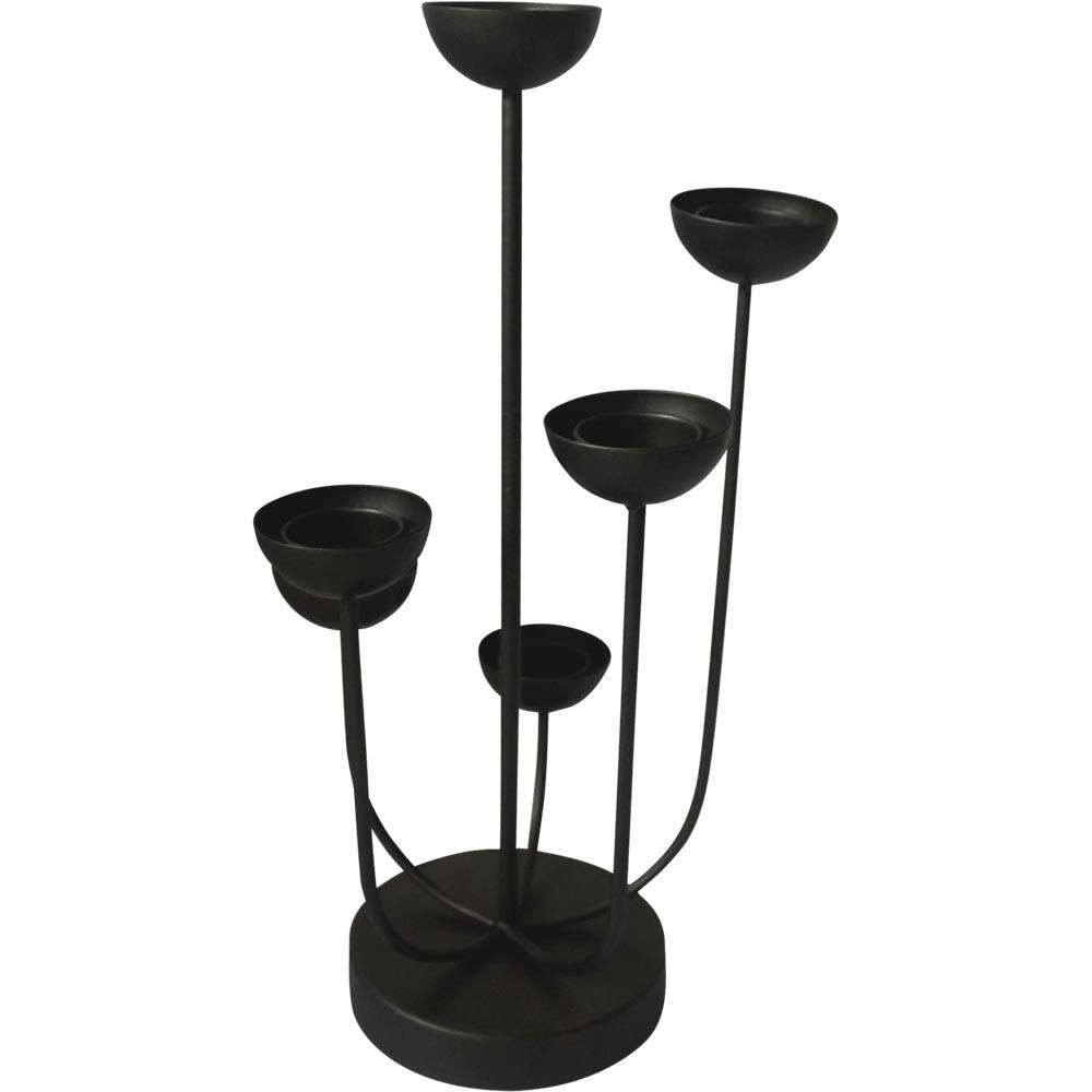 KERZENHALTER Mira - Schwarz - 22,5/23,5/45,5 cm - Schwarz, Metall (23/45/22cm) - Lesli Living