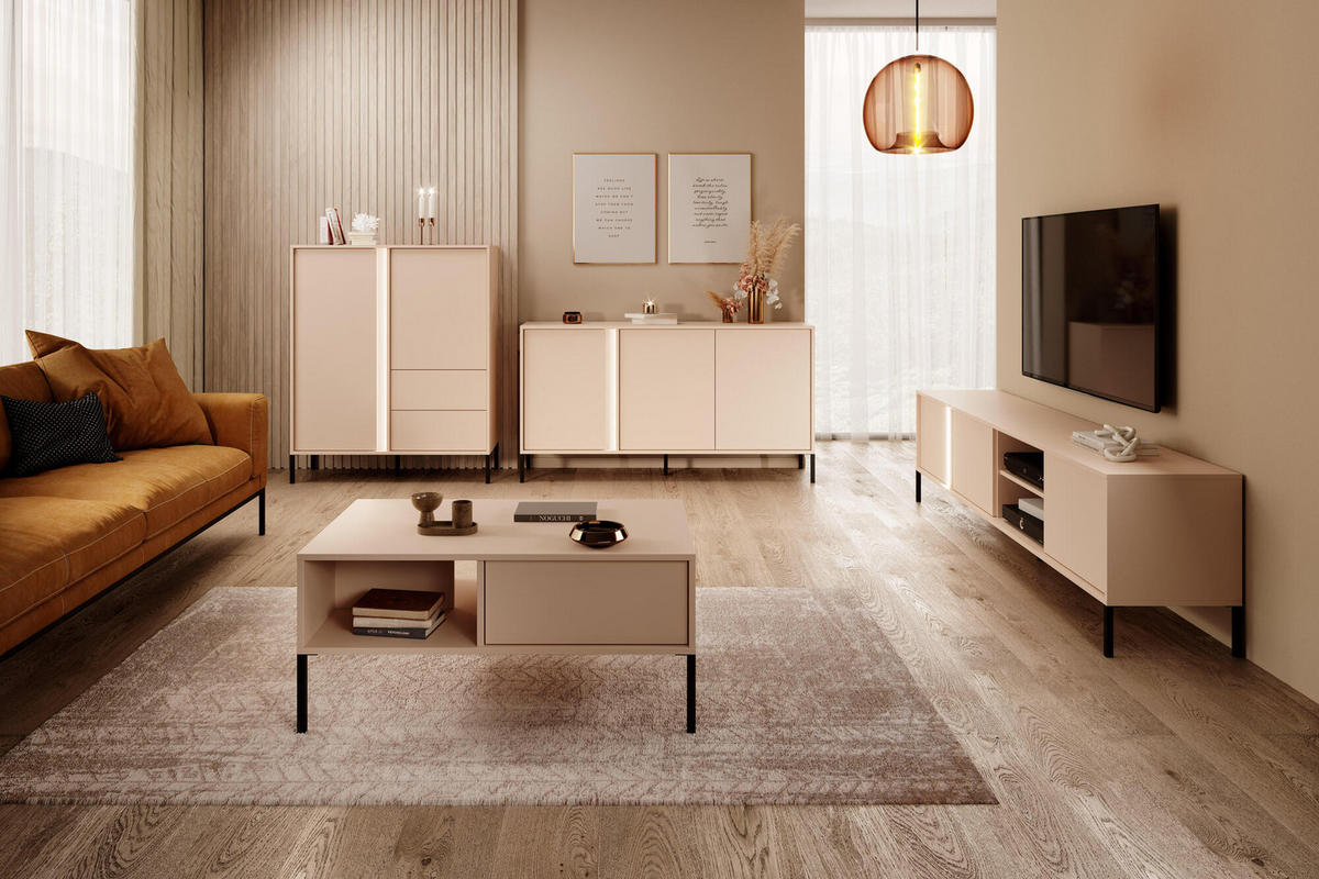 SIDEBOARD DAST Beige 103x40x123 cm - Beige, Holzwerkstoff (103/123/40cm) - FURNLUX
