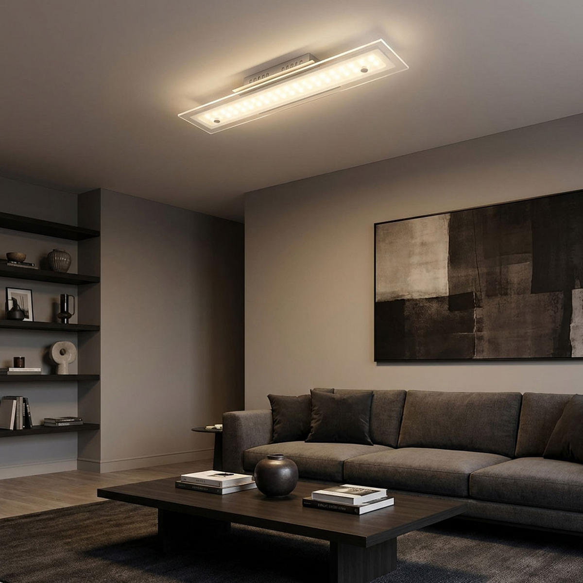 LED DECKENLEUCHTE Liguria Silber Chrom - Silberfarben, Glas (40/10/6.5cm) - Globo Lighting