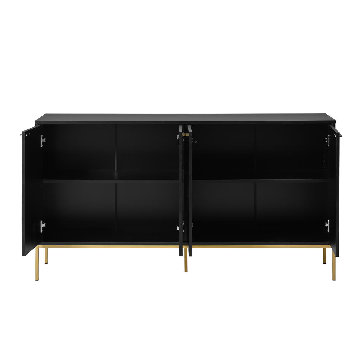 SIDEBOARD Schwarz mit Goldenen Akzenten, 150/40/80cm - Buchefarben, Holzwerkstoff (150/80/40cm) - Urban Meuble