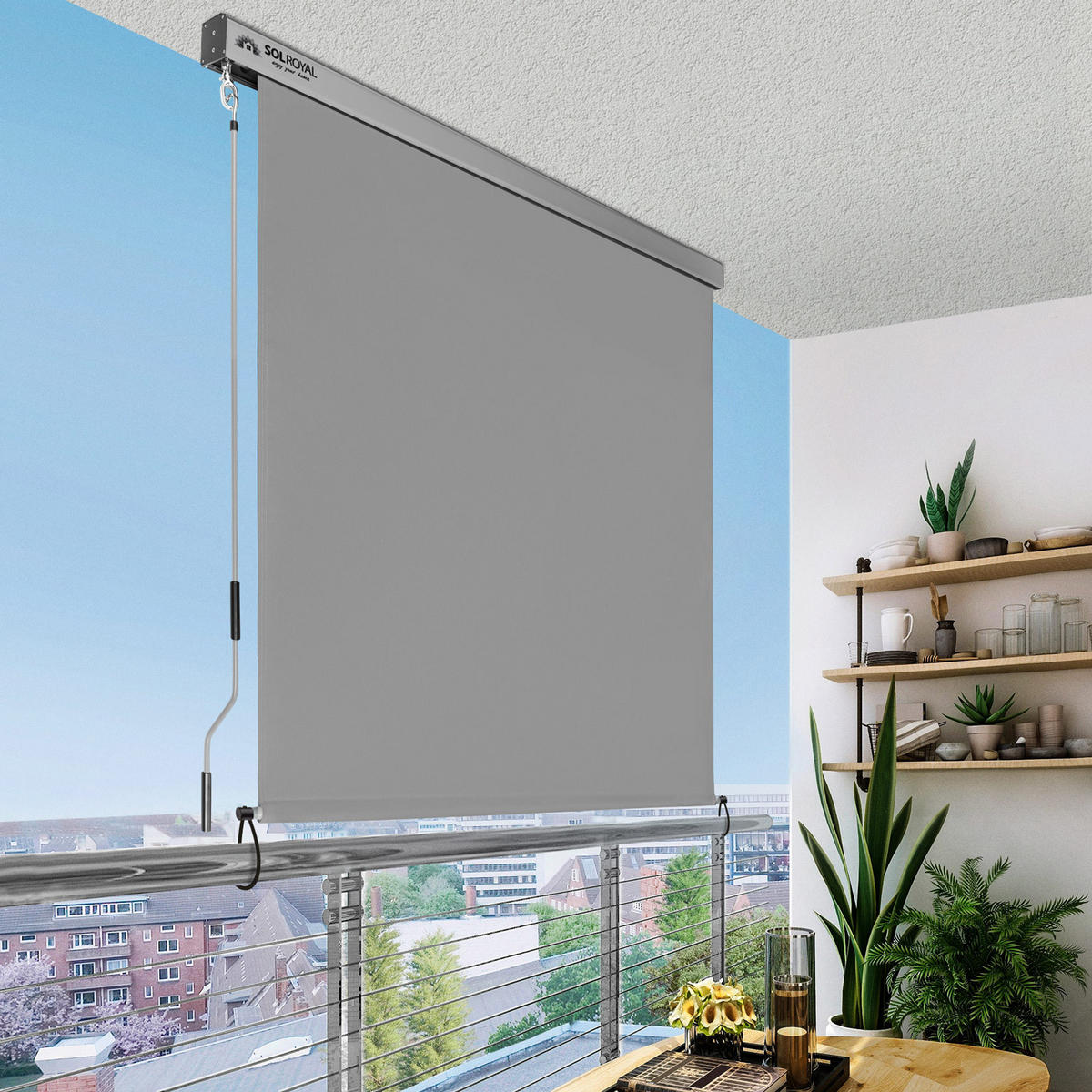 SENKRECHTMARKISE SolVision MS5 1,6/2,5 m Grau - Grau, Metall (160/1/250cm) - Sol Royal