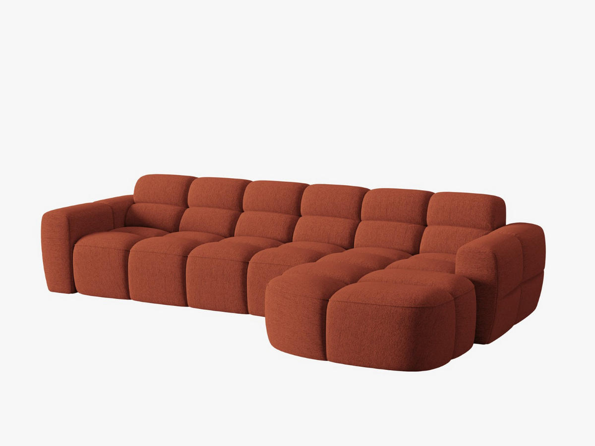 ECKSOFA rechts Lisa aus strukturiertem Stoff koralle 4 Sitzplätze - Koralle, Textil (170/310cm) - Micadoni