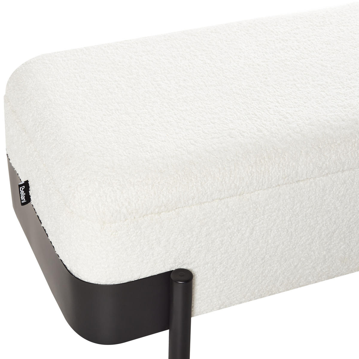 FÖRVARINGSBÄNK gräddvit Warren - Vit/Svart, Textil (40/45/100cm) - Beliani
