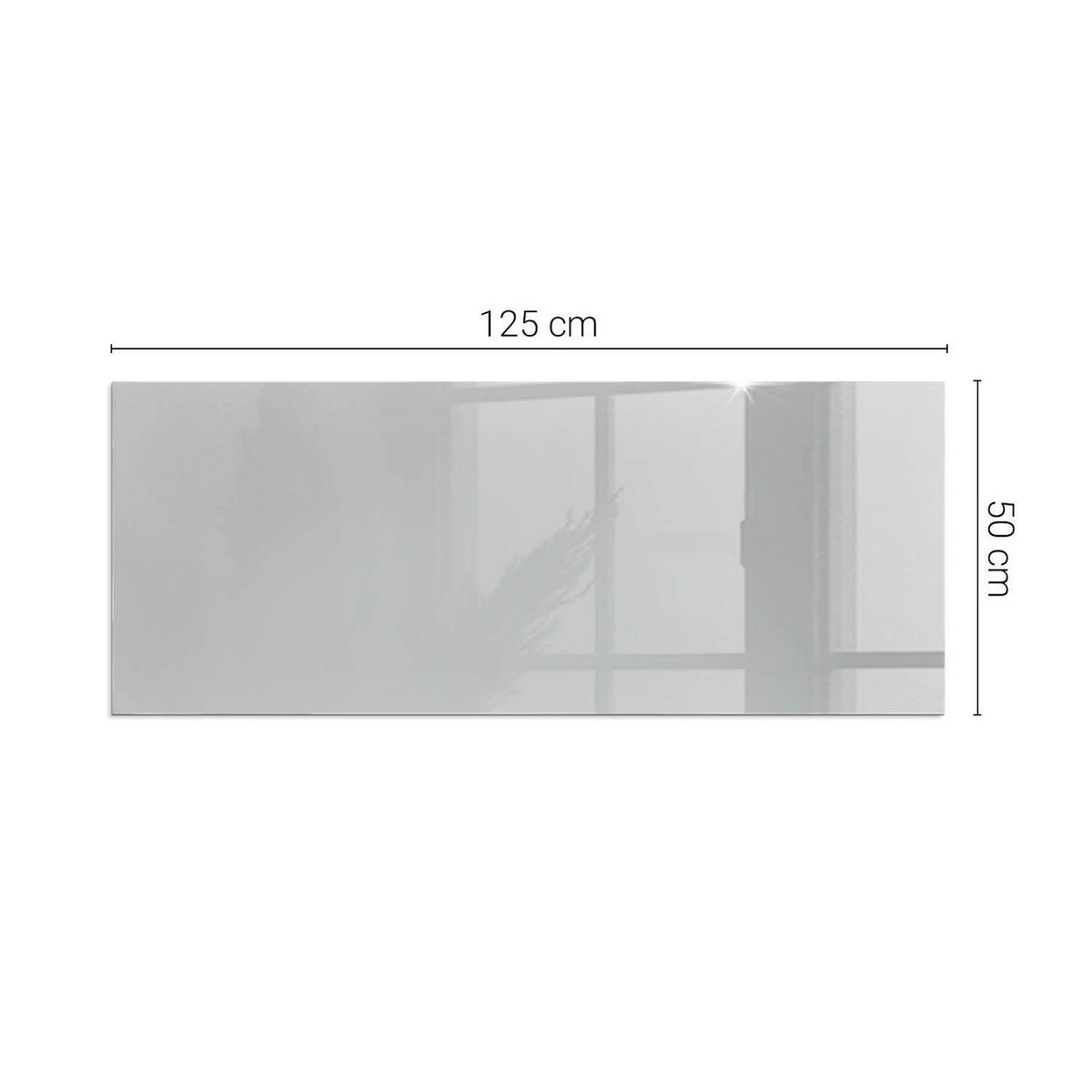 GLASPLATTE für Kamin 125x50 cm Grau - Grau, Glas (125/50/0.4cm) - ArtPrintCave