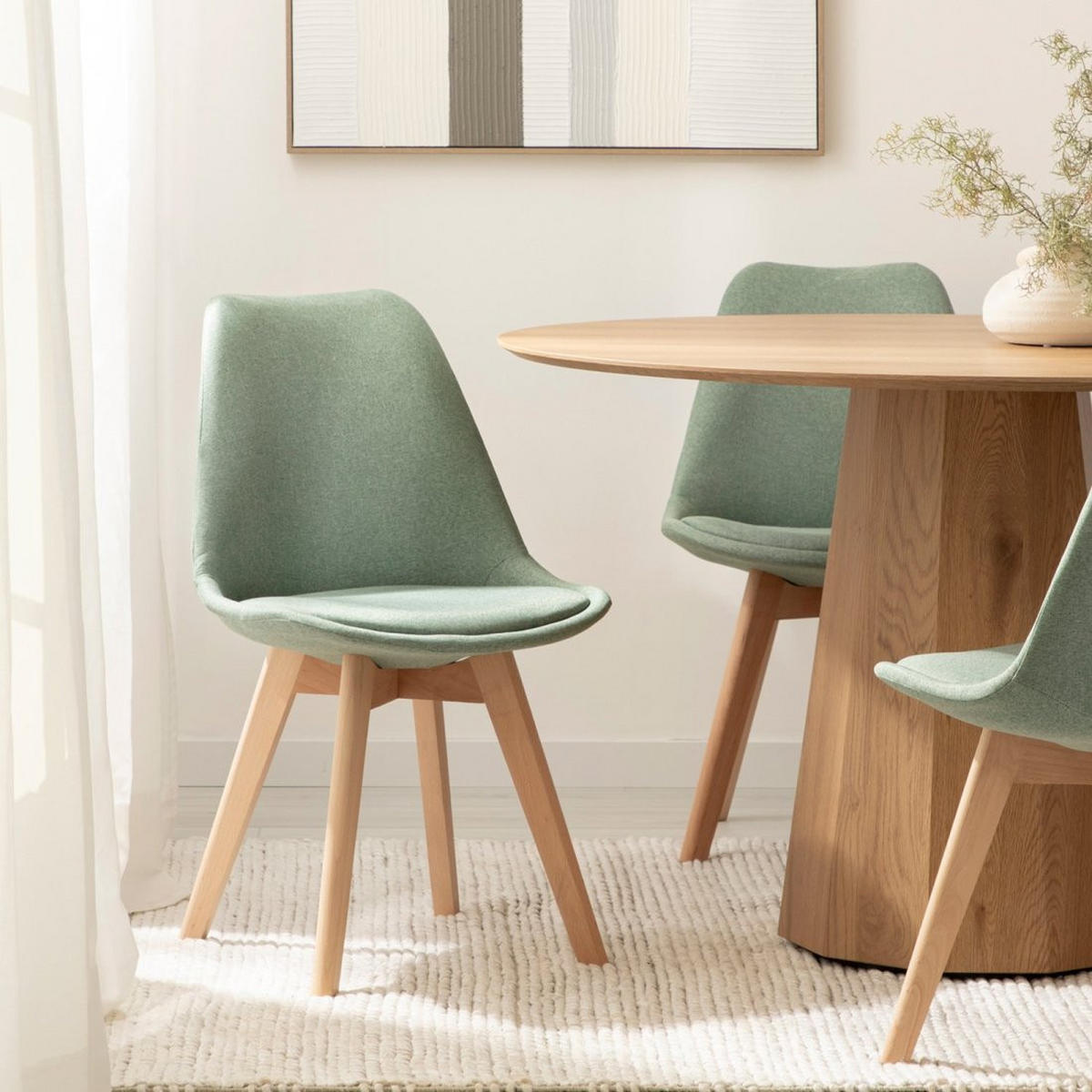 ESSZIMMERSTUHL Kler Grün 49 cm x 82 cm 4er-Set - Grün, Textil (49/82/54cm) - Klast Home