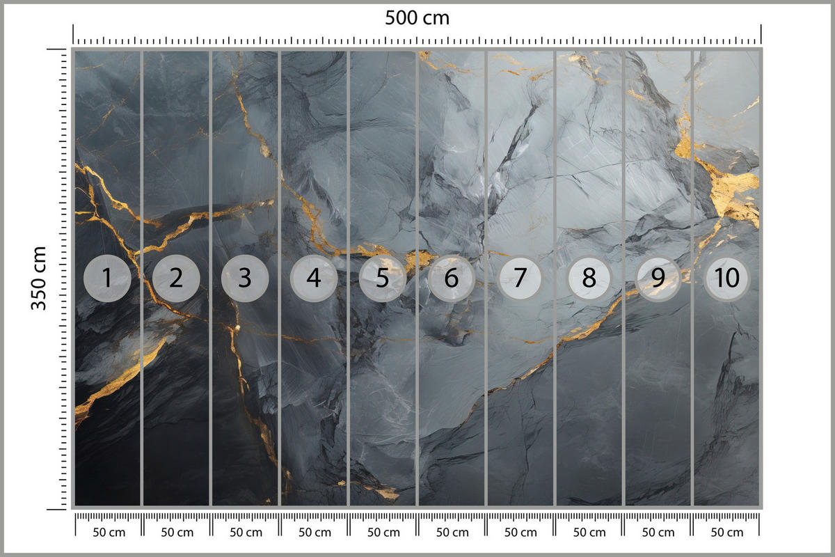 FOTOTAPETE Natürliche Marmorstruktur 500x350 - Goldfarben/Schwarz, Papier (500/350cm) - Muralo