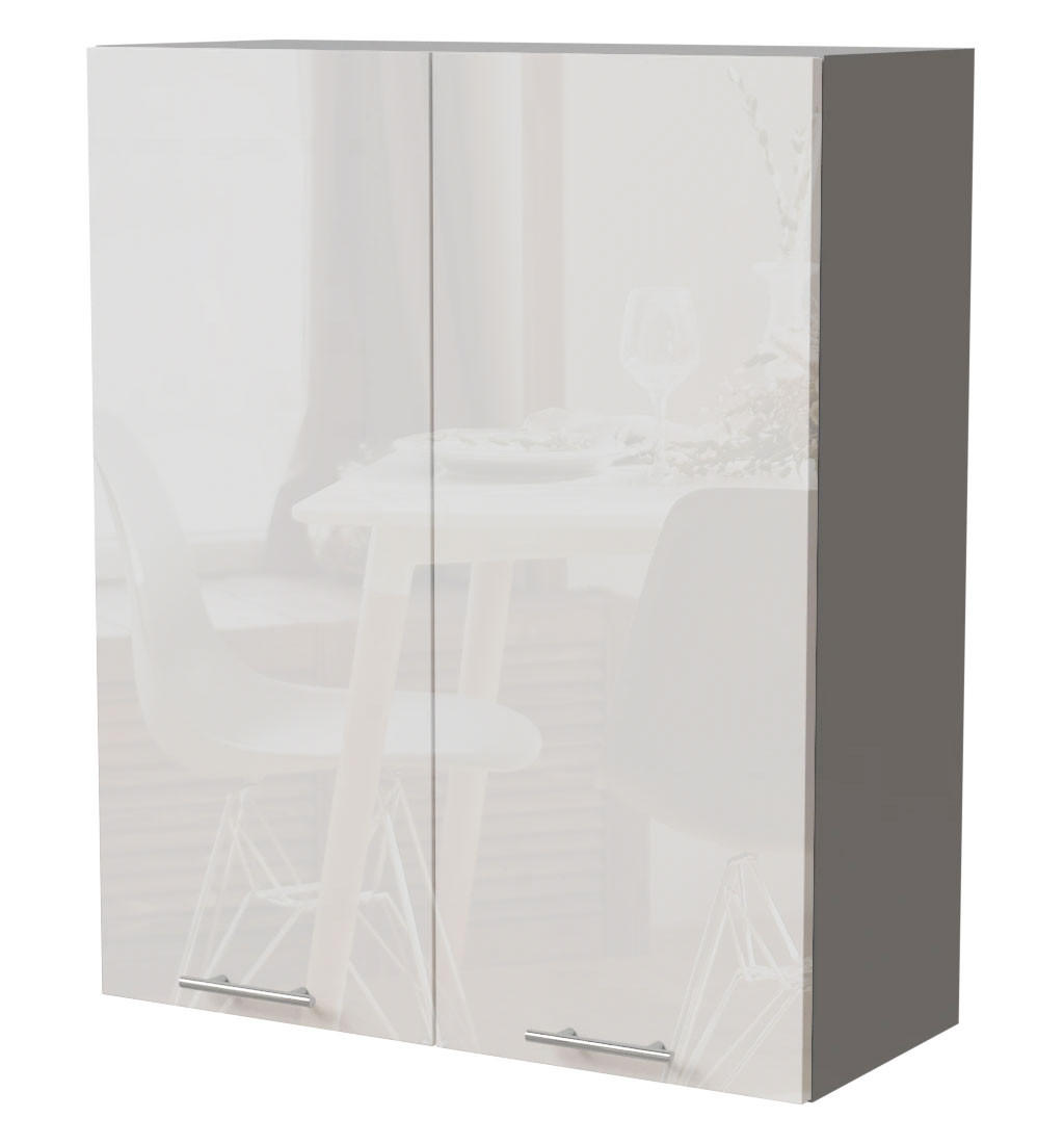 Feldmann-Wohnen Küchenhängeschrank Weiß Hochglanz, Grau 80x96x32.5 cm