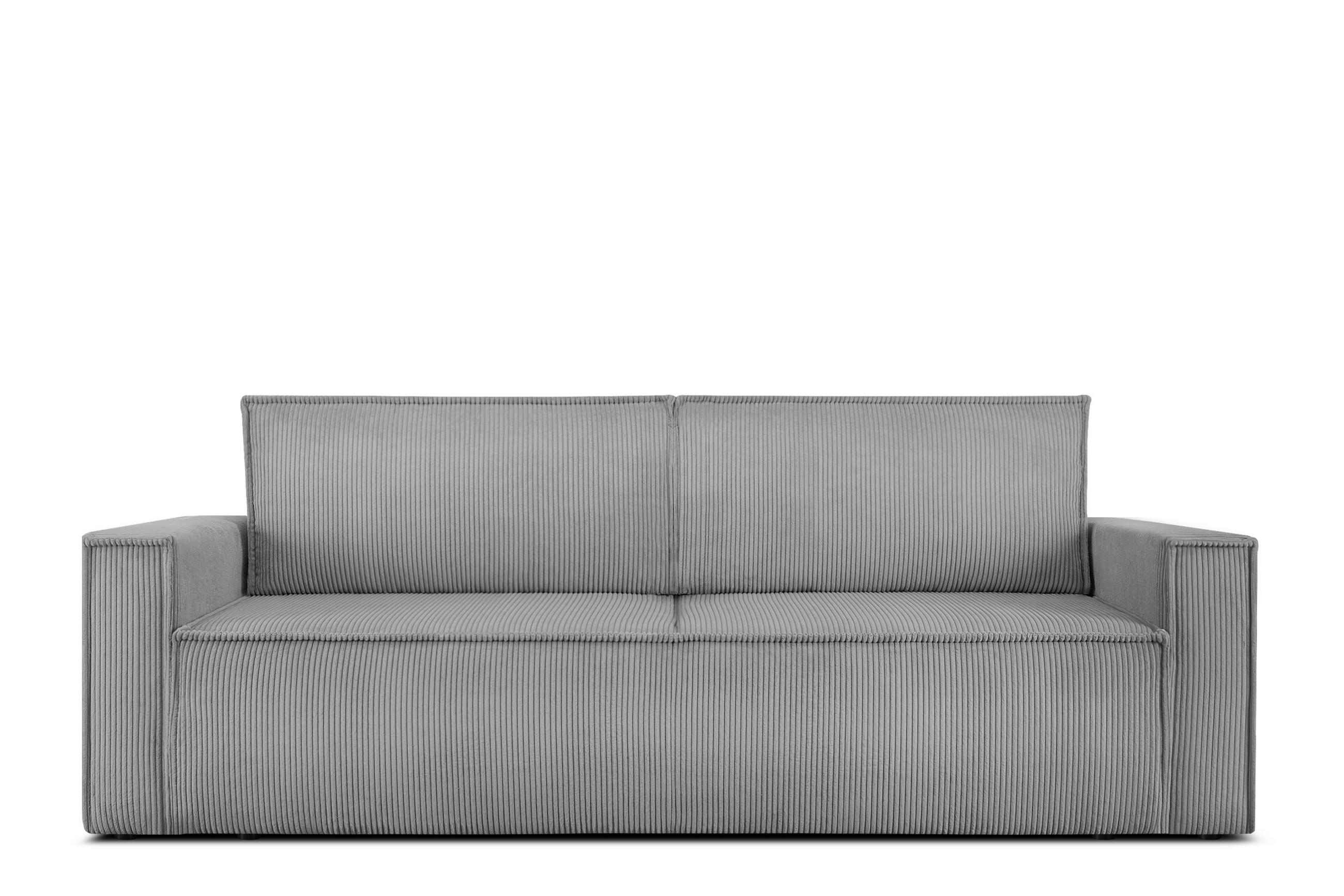 SCHLAFSOFA NAPI in Pet Friendly Cord-Stoff, hellgrau - Hellgrau/Schwarz, Textil (228/89/101cm) - KONSIMO®
