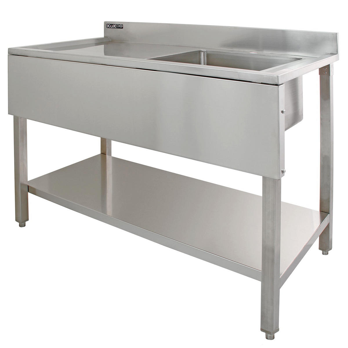 GASTROSPÜLE EDELSTAHL Spültisch Becken rechts - Silberfarben, Metall (120/90/60cm)