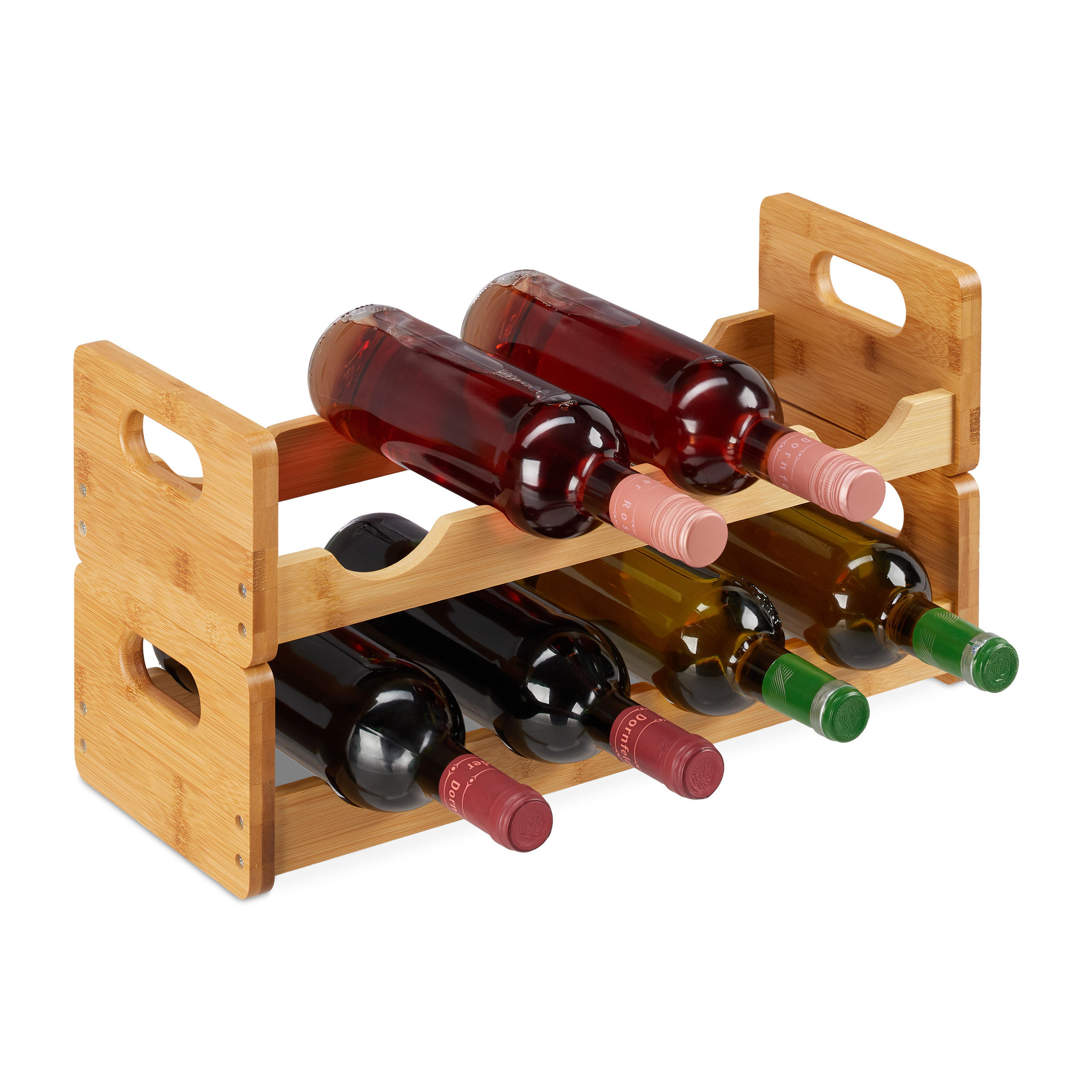 WEINREGAL - Hellbraun, Holz (47/24/18cm) - Relaxdays