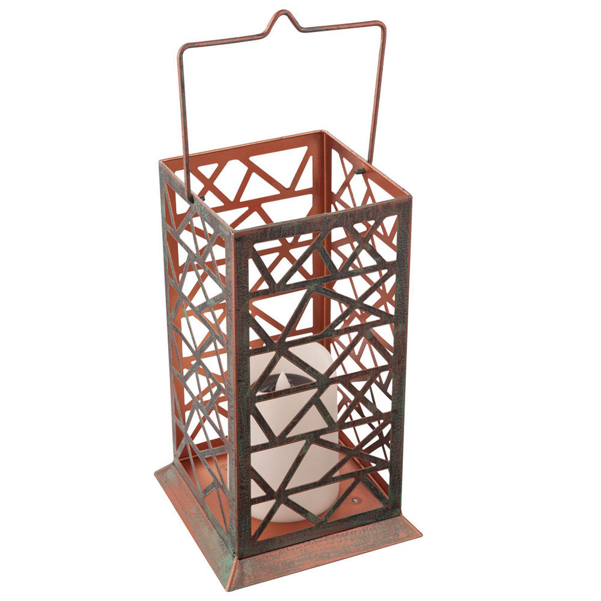 LED AUSSENLEUCHTE Feuereffekt Rostgrün - Braun, Metall (14/14/27cm)