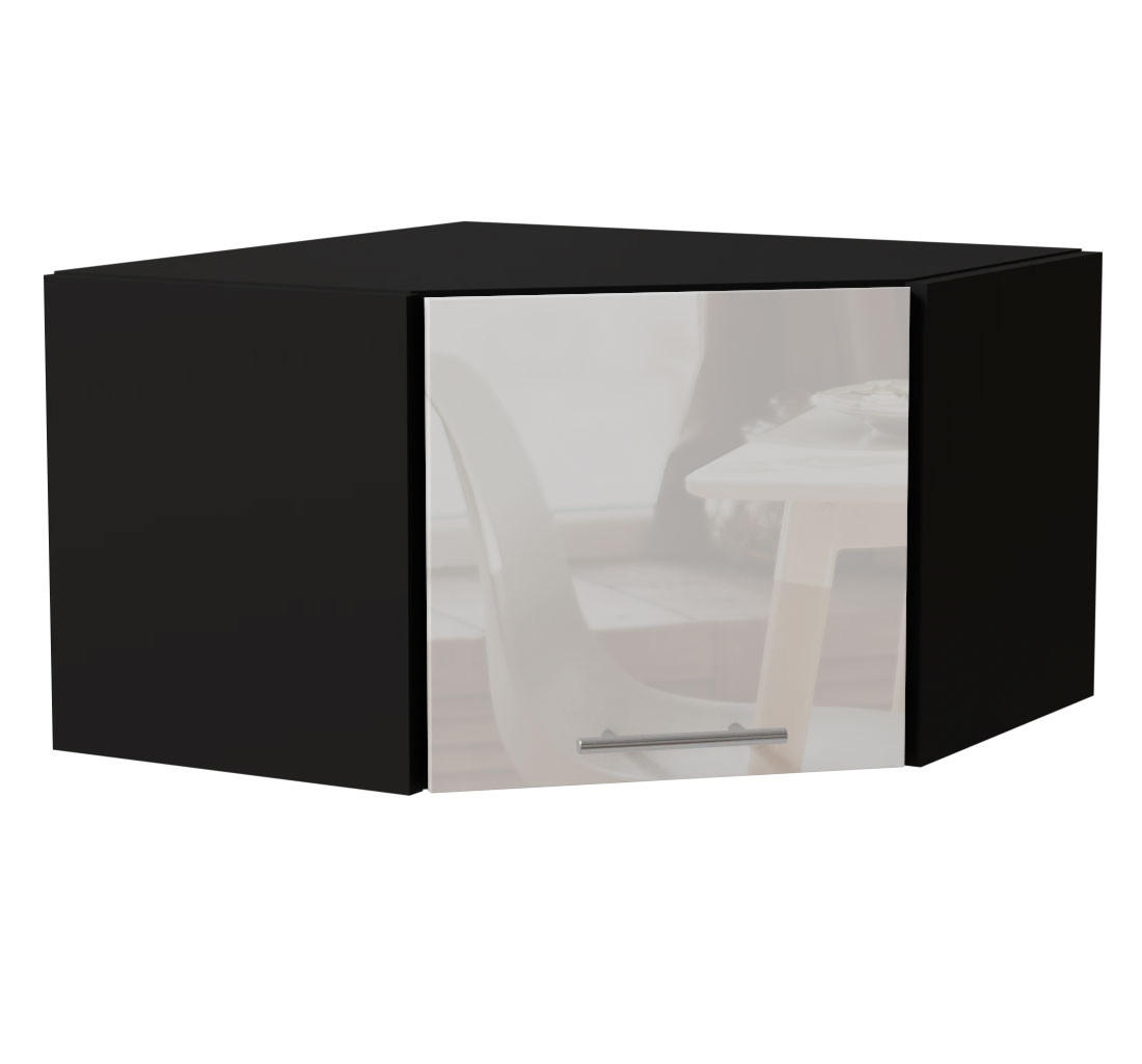 ECKHÄNGESCHRANK Essen W10/60/36 Weiß Hochglanz / Schwarz Matt 60 / 60 / 36cm - Weiß Hochglanz/Schwarz, Holz/Holzwerkstoff (60/36/60cm) - Feldmann-Wohnen