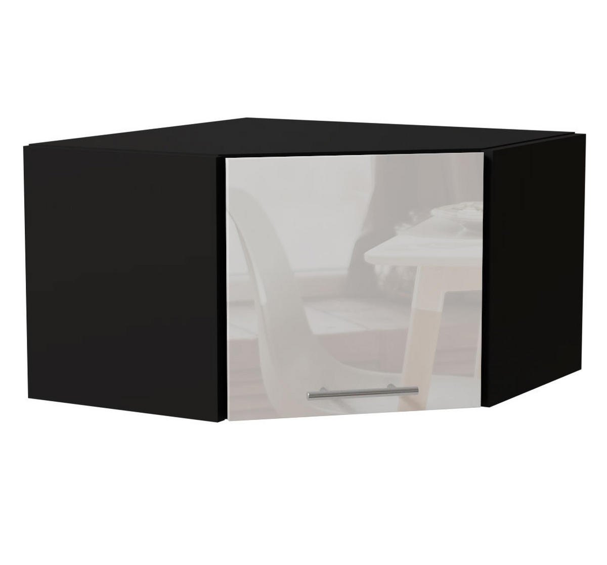 ECKHÄNGESCHRANK Essen W10/60/36 Weiß Hochglanz / Schwarz Matt 60 / 60 / 36cm - Weiß Hochglanz/Schwarz, Holz/Holzwerkstoff (60/36/60cm) - Feldmann-Wohnen