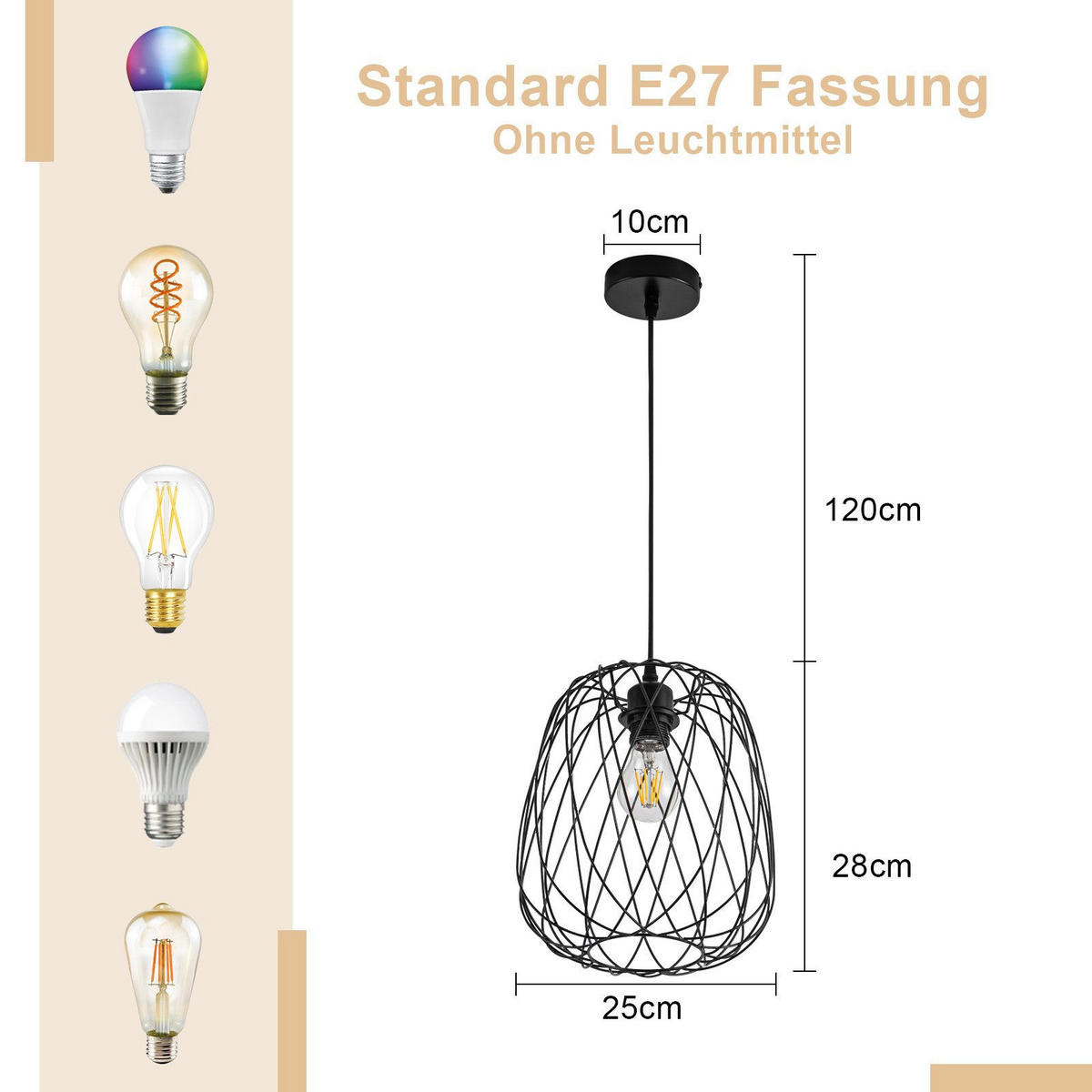 ZÁVĚSNÉ SVÍTIDLO Francis 25/25/28cm - černá, kov (25/25/28cm) - Nettlife