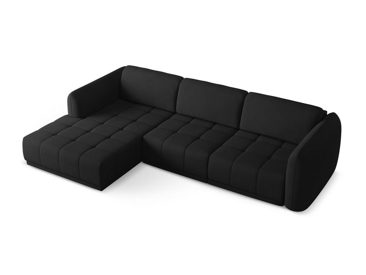 ECKSOFA Links Chenille Stoff Schwarz - Schwarz, Kunststoff/Textil (170/290cm) - Makamii