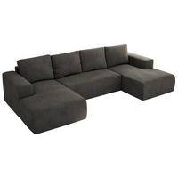 WOHNLANDSCHAFT TRENTINO U Dunkelgrau Velvet - Dunkelgrau, Textil (334/91/163cm) - MKS
