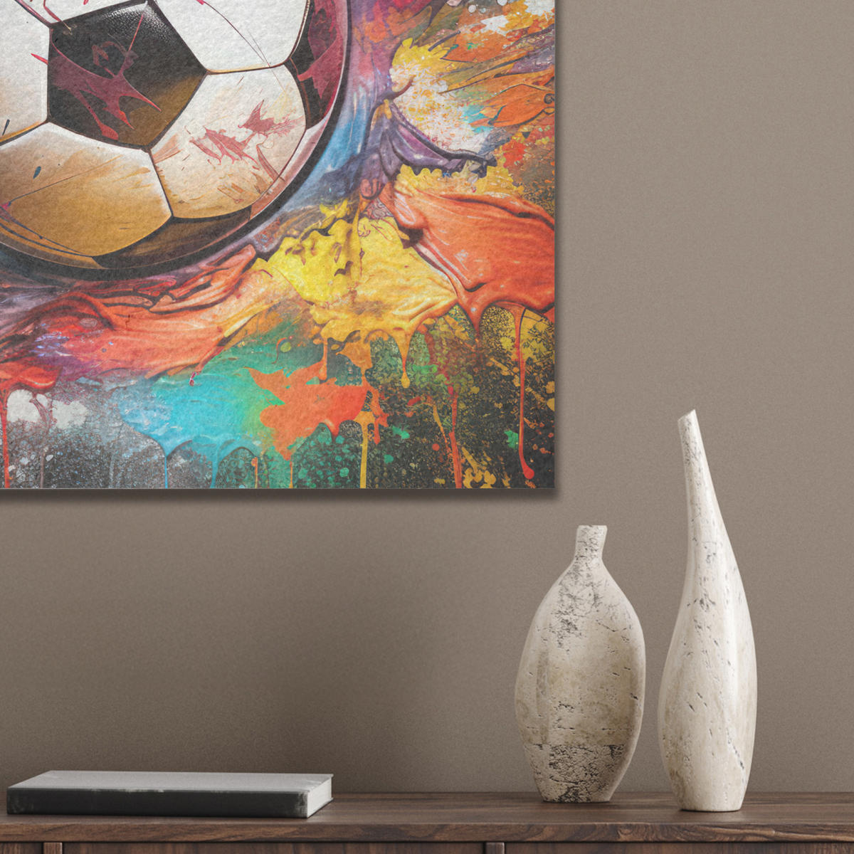 AKUSTIKBILD Fußball - Farbe - Farben - Schwarz - Weiß Wandbilder 60x60 cm - Weiß, Kunststoff (60/60/0.9cm) - MuchoWow