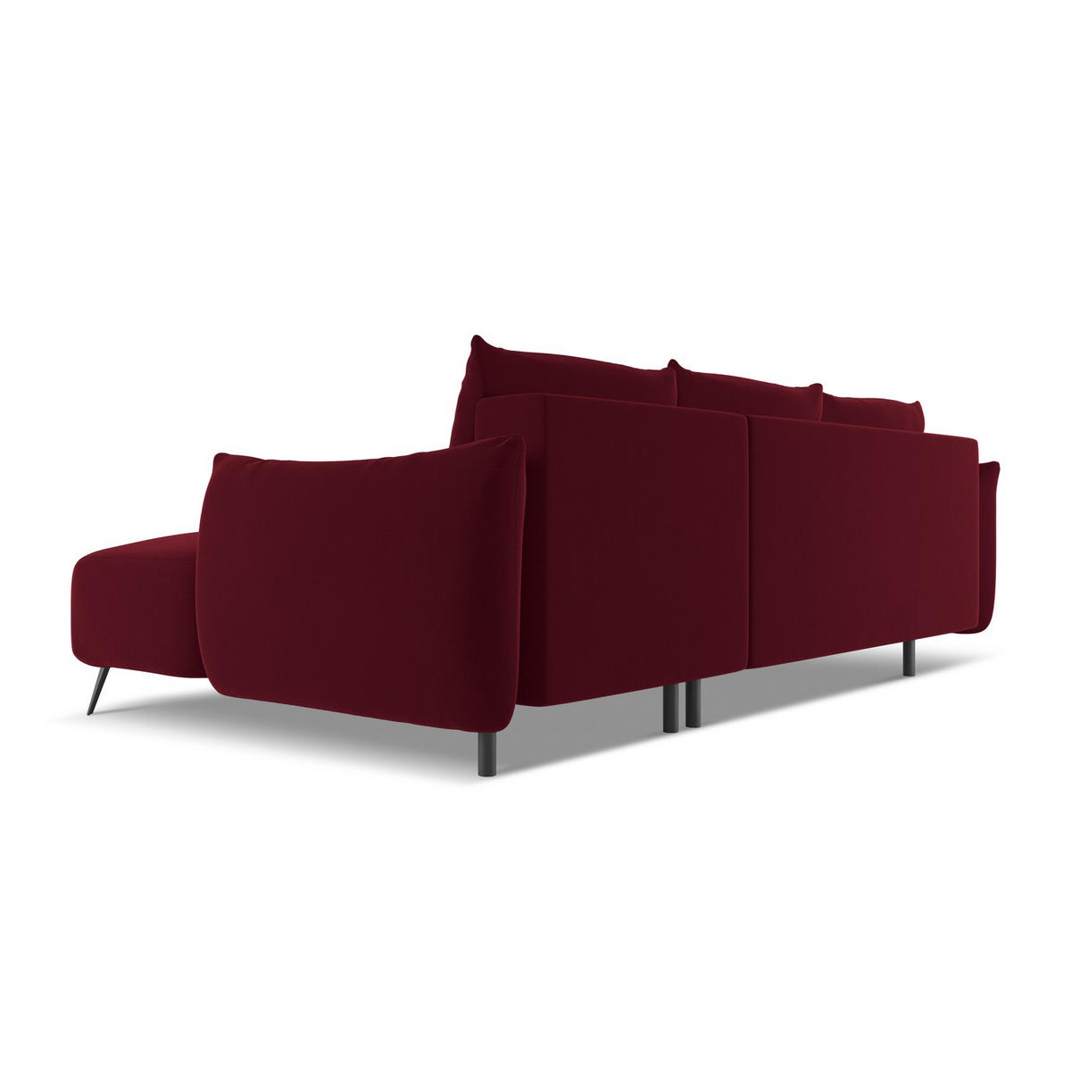 ECKSOFA mit Schlaffunktion Samt Stoff Rot - Bordeaux/Rot, Textil/Metall (242/162cm) - LaMiaSofa