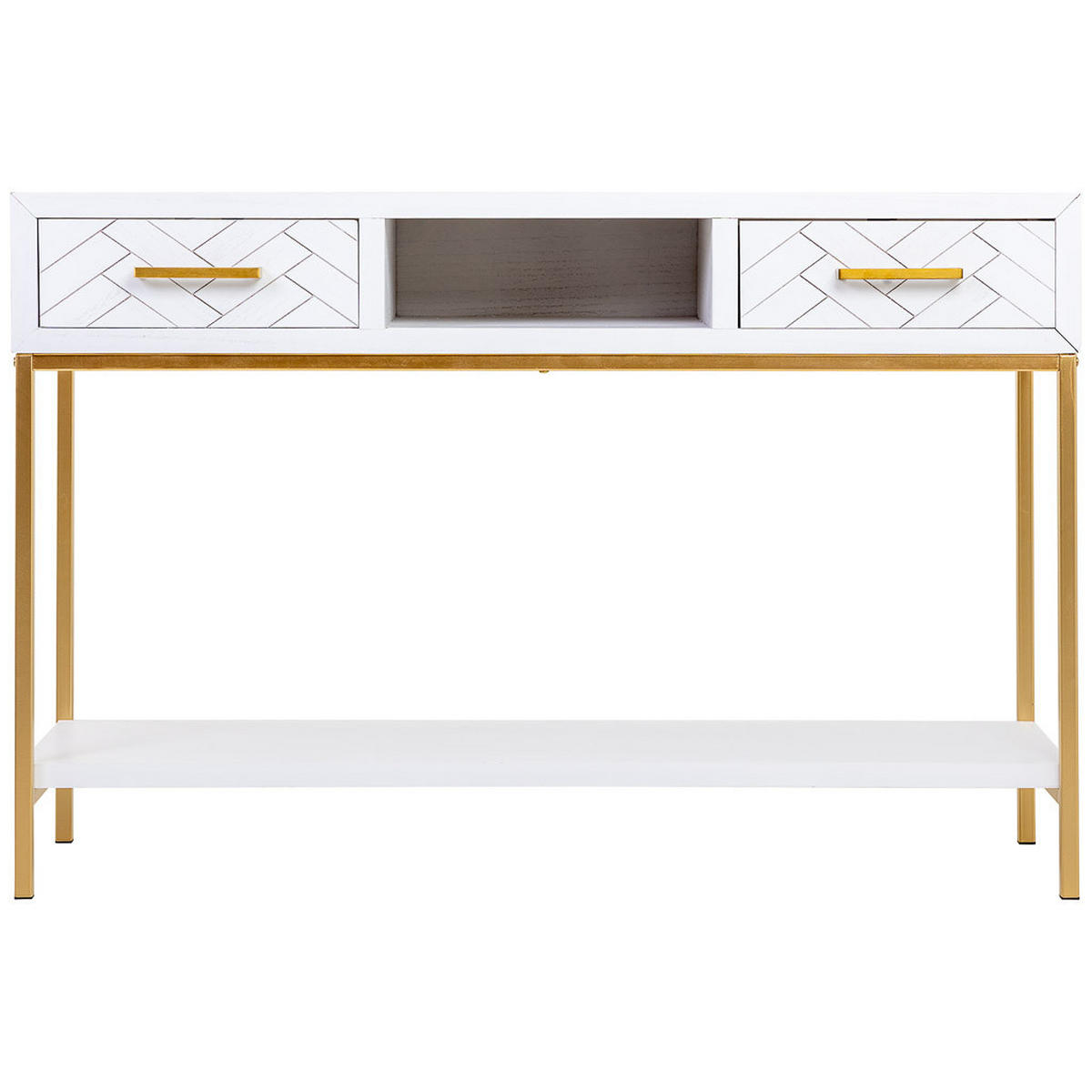 KONSOLENTISCH aus Metall und Holz, 120x40x69cm - Weiß, Holz (40/120/69cm) - Wanderlust