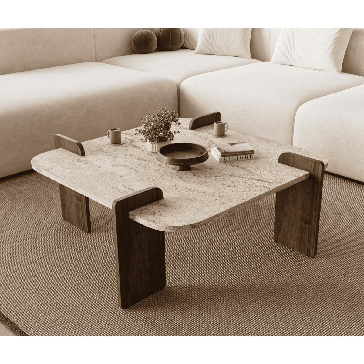COUCHTISCH mit quadratischer Tischplatte 90/90/35 cm - Eichefarben, Holzwerkstoff (90/90/35cm) - Calicosy