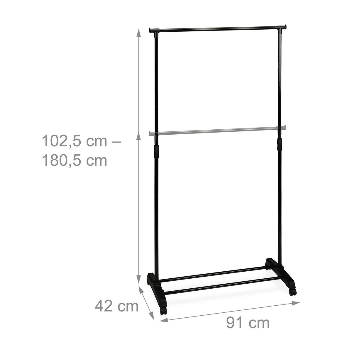 STOJAN na šaty - čierna, kov/plast (91/180.5/42cm) - Relaxdays