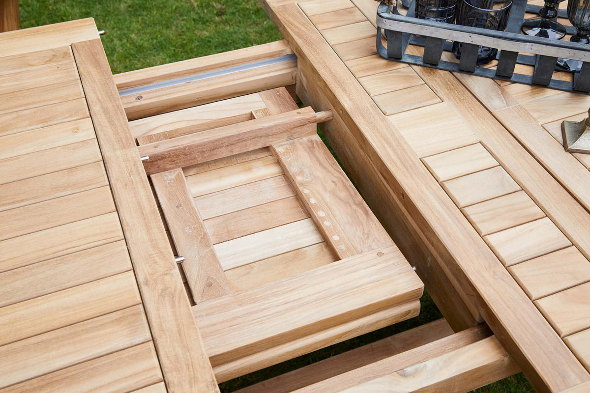 GARTENTISCH Ela 180/230/280x100x75 cm, Teakholz, Natur - Naturfarben, Holz (100/180/75cm) - dasmöbelwerk