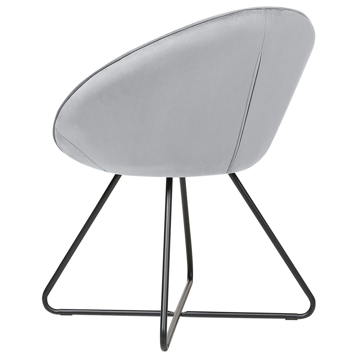 SESSEL Samtstoff hellgrau/schwarz rund Floby II - Schwarz/Grau, Textil (69/80/58cm) - Beliani