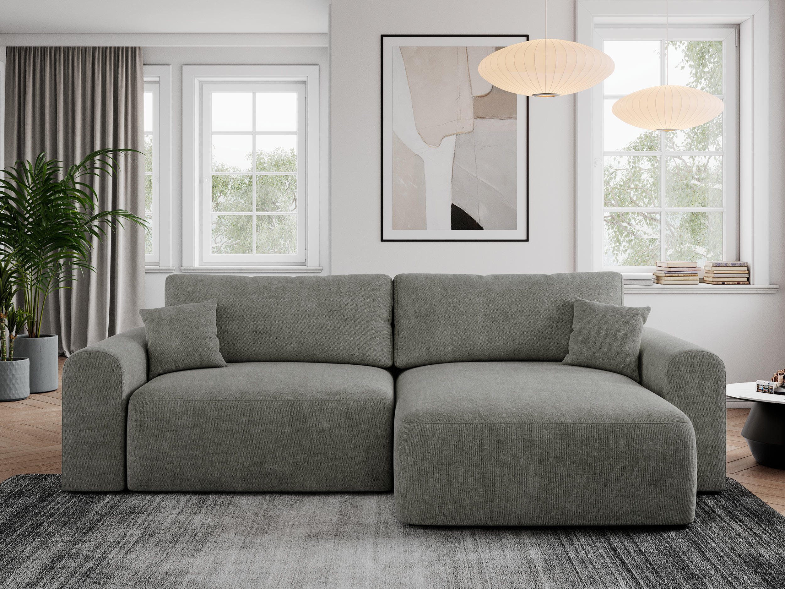 ECKSOFA NELSON Grau Struktur - Schwarz/Grau, Kunststoff/Textil (274/152cm) - MKS
