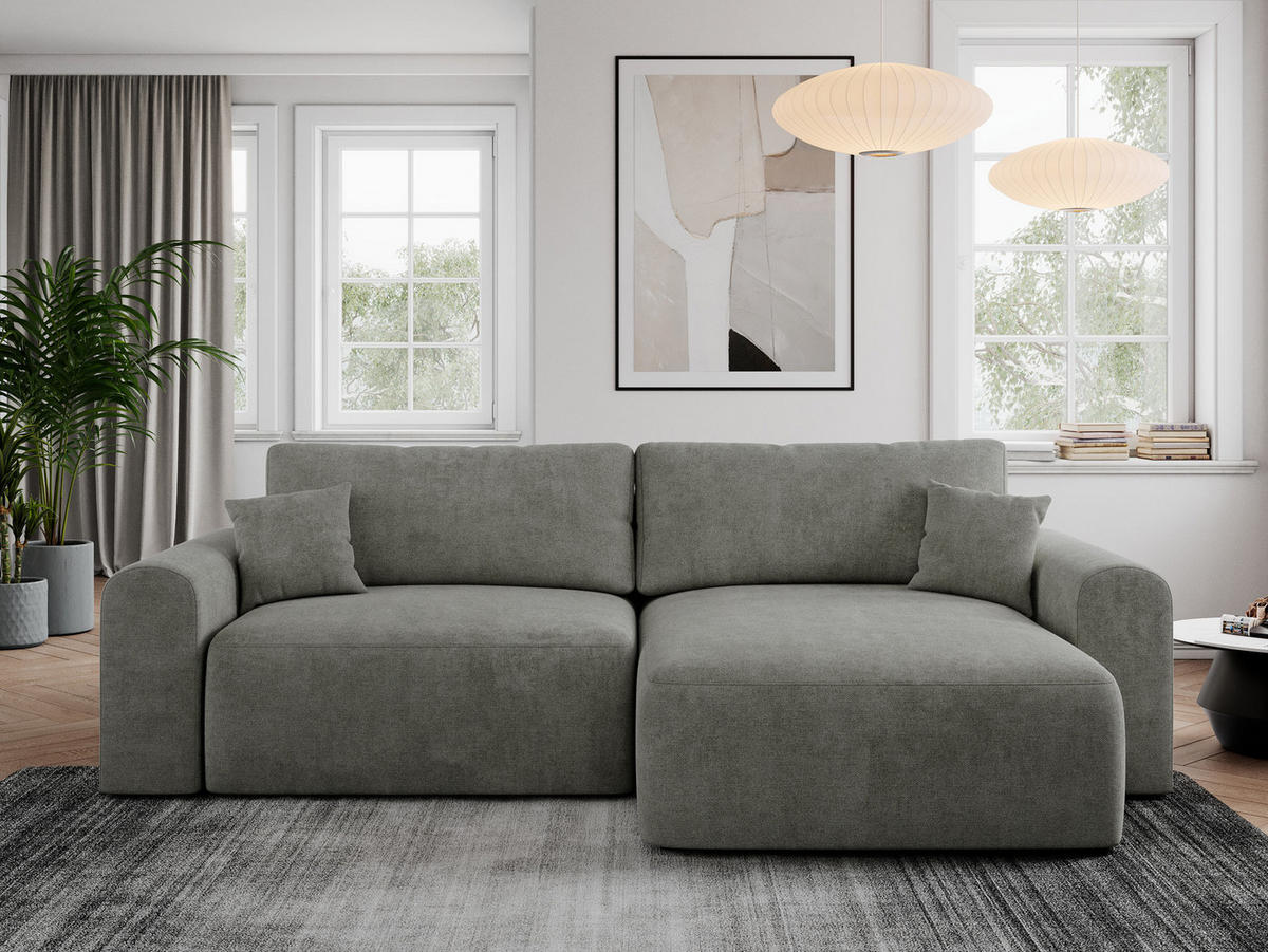 ECKSOFA NELSON Grau Struktur - Schwarz/Grau, Kunststoff/Textil (274/152cm) - MKS