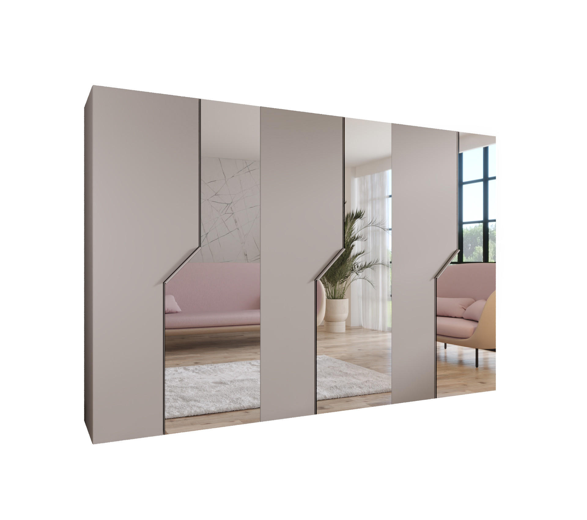 DREHTÜRENSCHRANK 202/300/52 6-türig - Beige, Holz/Metall (300/202/52cm) - Abiks Möbel