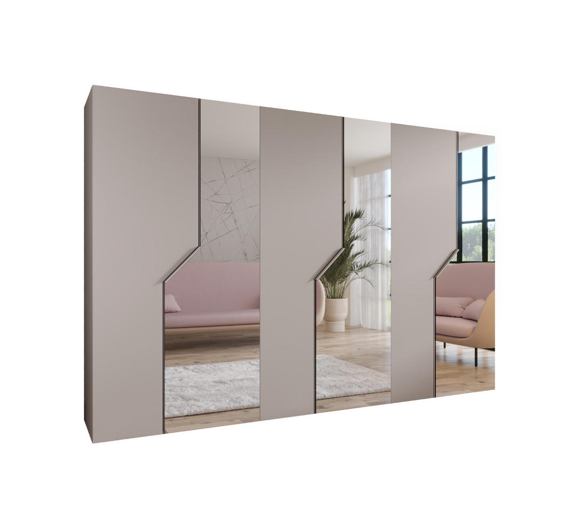 DREHTÜRENSCHRANK 202/300/52 6-türig - Beige, Holz/Metall (300/202/52cm) - Abiks Möbel