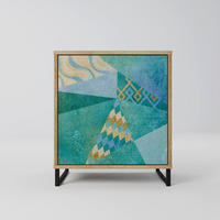SIDEBOARD SPECTRUM SPLENDOR, Eichefarben, 57,5x42x67,5 cm, Schwarze Metall-Rahmenfüße - Eichefarben/Multicolor, Holzwerkstoff/Metall (57.5/67.5/42cm) - SpaceRebels