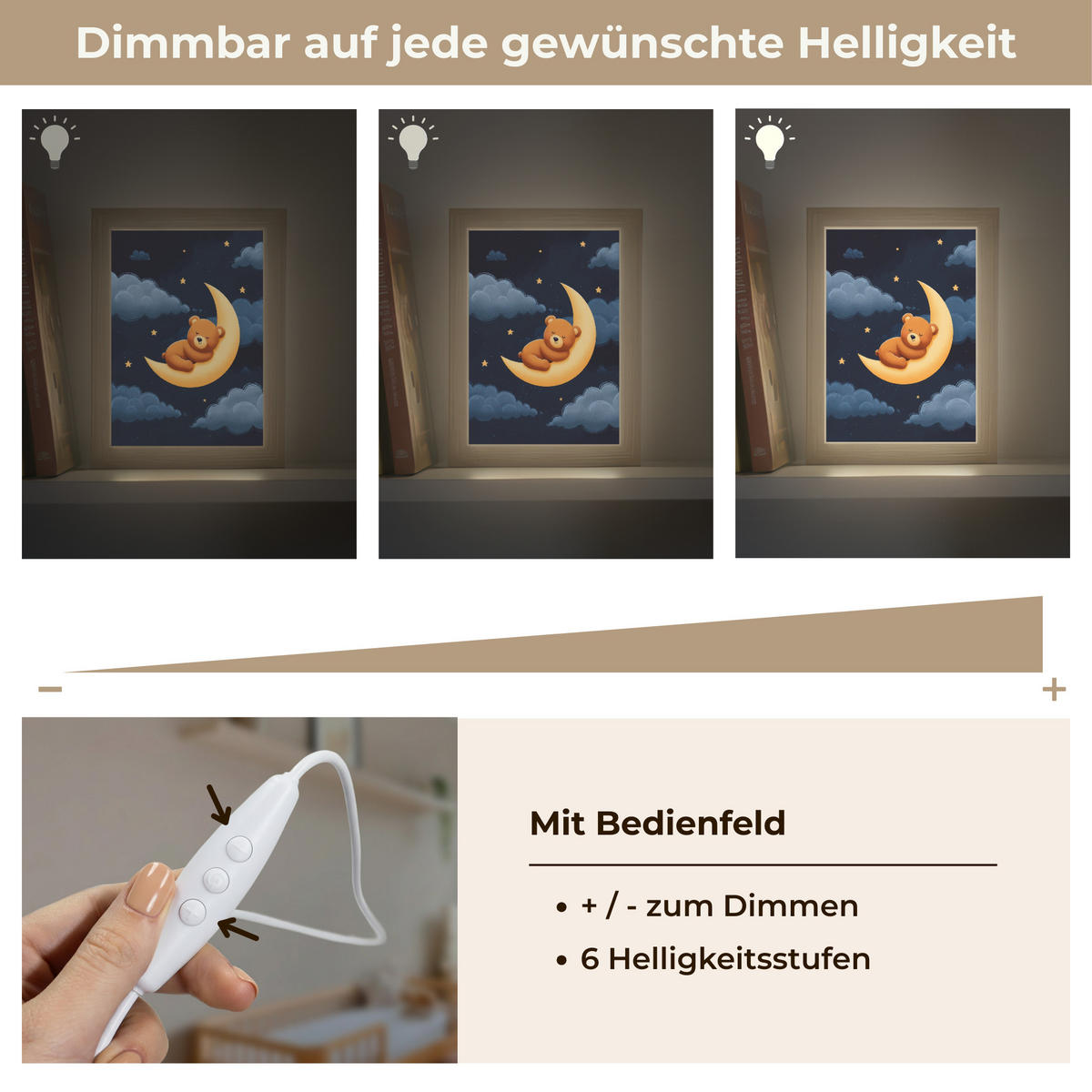 NACHTTISCHLAMPE Teddybär - Mond - Wolken - Sterne 15x20 cm - Dunkelblau, Holzwerkstoff (8/15/20cm)