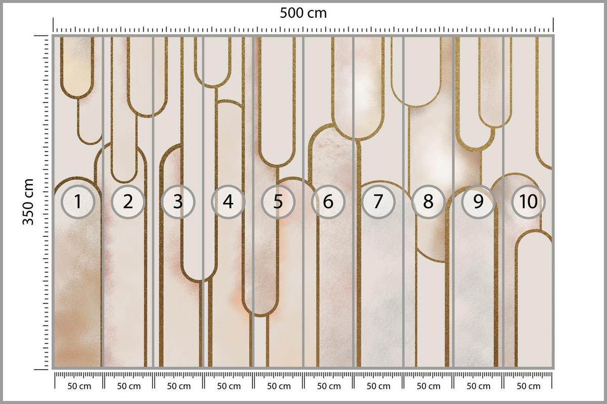 FOTOTAPETE für Wohnzimmer Abstraktion Art Deco 500x350 - Beige/Rosa, Papier (500/350cm) - Muralo