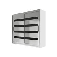 KLEIDERSCHRANK London XI - Silberfarben/Weiß, Holzwerkstoff/Kunststoff (180/215/58cm) - MIRJAN24