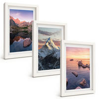 BILDER SET 3er Set - 20x30 cm Weißer Rahmen - Berglandschaften im Hintergrund - Weiß, Kunststoff (20/30cm) - TULUP