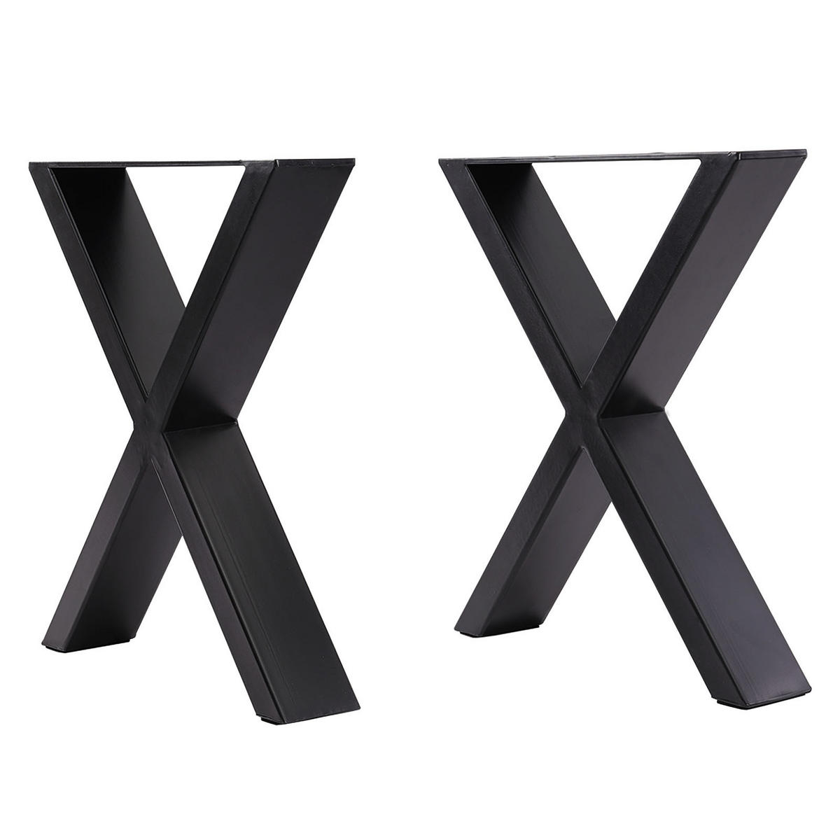 TISCHBEINE 2-tlg Set X-förmige aus Eisen in Schwarz 71-cm hohe 50 x 7 x 71 cm - Schwarz, Metall (50/71/7cm) - Livingandhome