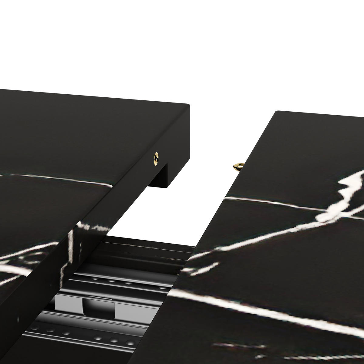 ESSTISCH Ausziehbar 120-160cm Marmor Schwarz - Schwarz, Metall (75/120/75.5cm) - FLIEKS