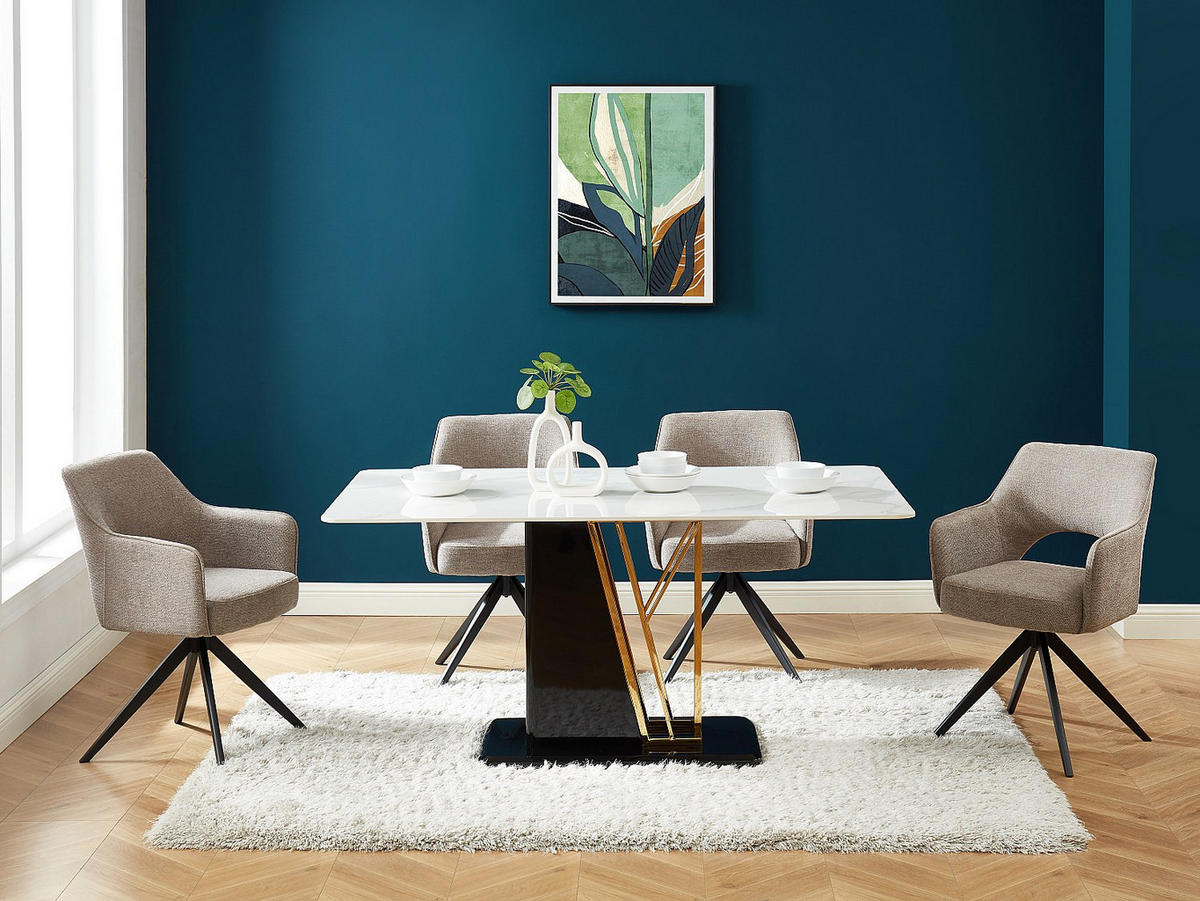 BÜROSTUHL Drehstuhl mit Armlehnen 6er-Set - Stoff & Metall - Taupe - KONYA - Braun, Textil (59/84/58cm) - Vente-Unique