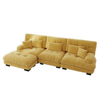 ECKSOFA 313/145/81 cm ggelb aus Chenille mit beweglichen Ottomane und tiefem Sitzkomfort - Gelb, Textil (145/313cm) - OKWISH