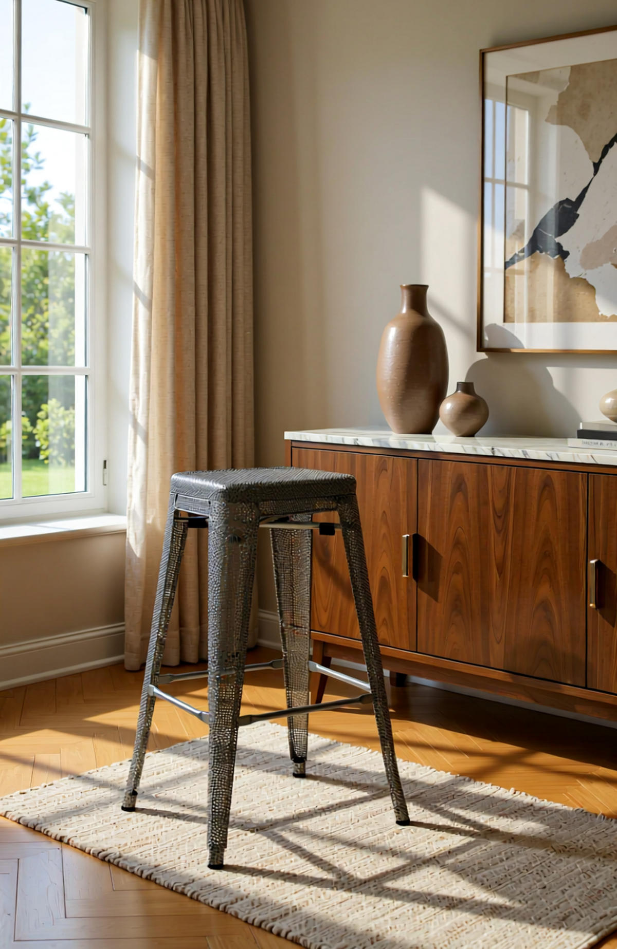 BARHOCKER Fluton grau - Grau, Kunststoff/Metall (43/77/43cm) - TPFLiving
