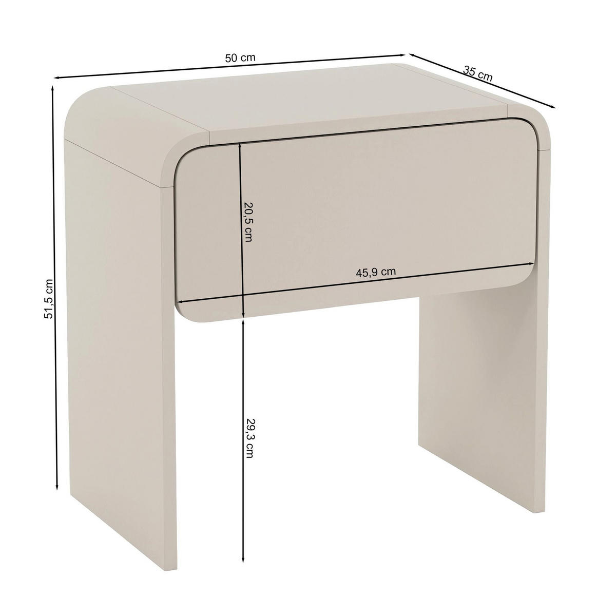 NACHTTISCH Lummo Kaschmirgrau 50 cm - Taupe, Holzwerkstoff (50/51.5/35cm) - Selsey