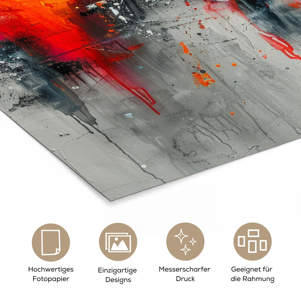 POSTER Moderne Kunst - Orange - Grau - Abstrakt 20x30 cm - Hellgrau, Papier (20/30/0.1cm) - MuchoWow